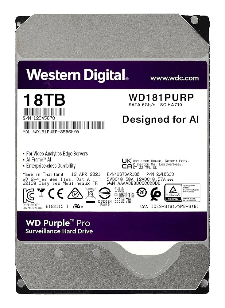Amazon.com: Western Digital 18TB WD Purple Pro Surveillance